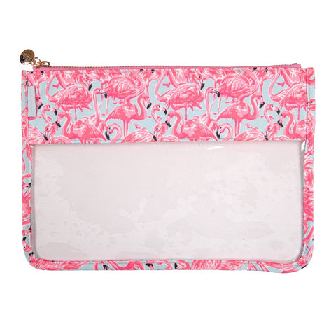 Simply Southern® Clear Zip Bag: Flamingo
