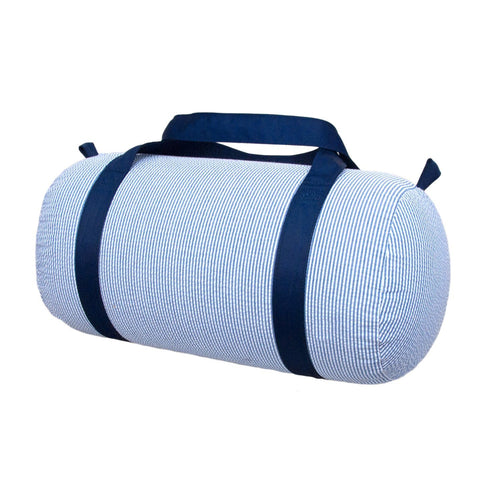 Navy Seersucker Medium Duffel