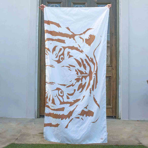 Eye of the Tiger Microfiber Beach Towel: Soft White