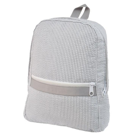 Grey Seersucker Small Backpack