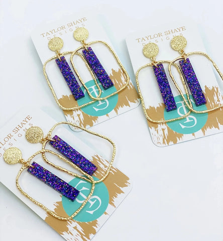 Purple Glitter Stick Hoops