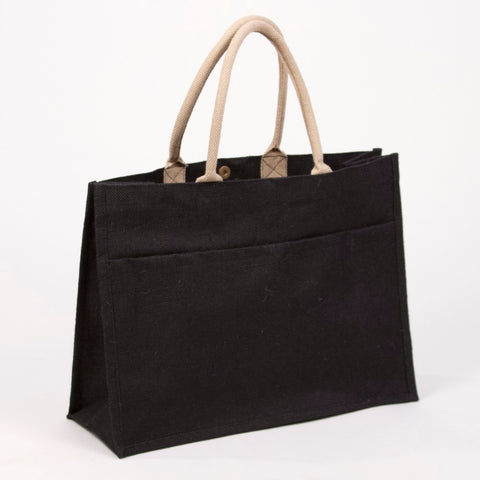 Jute Pocket Tote - Black