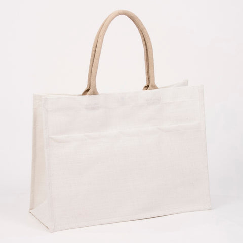 Jute Pocket Tote - White