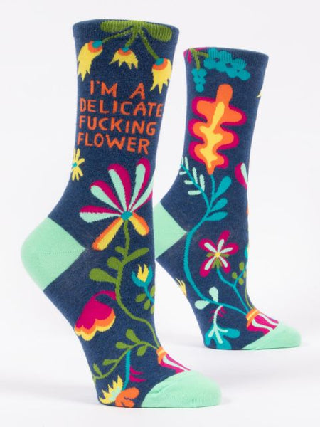 Delicate F-Ing Flower Crew Socks