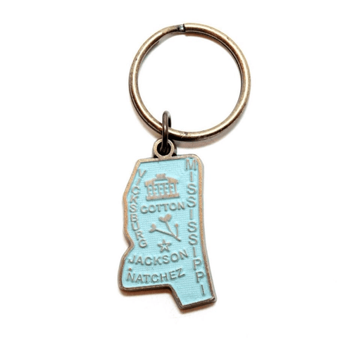 Mississippi Painted Keychain: Turquoise