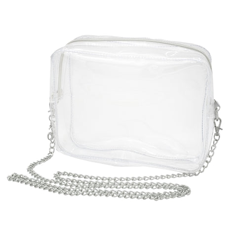 Clear Camera Crossbody Bag: Silver