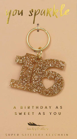 Sweet 16 Glitter Keychain