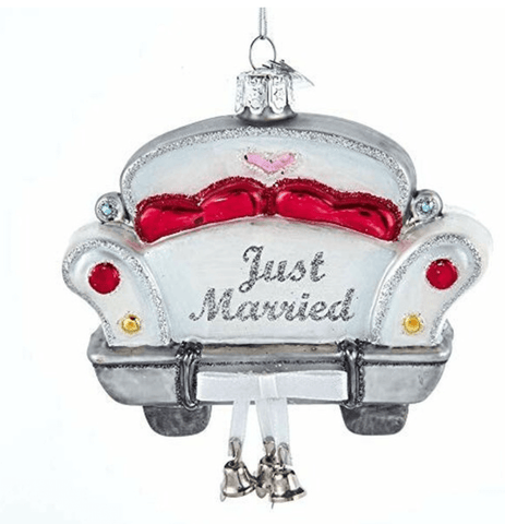 Just Married Glass Ornament