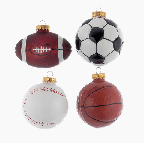 3 1/4" Glass Sports Ball Ornament