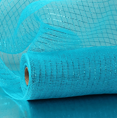 21" Deco Poly Mesh: Metallic Aqua Blue