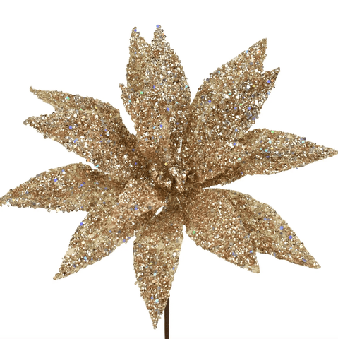 20" Sequin Shimmer Poinsettia Stem