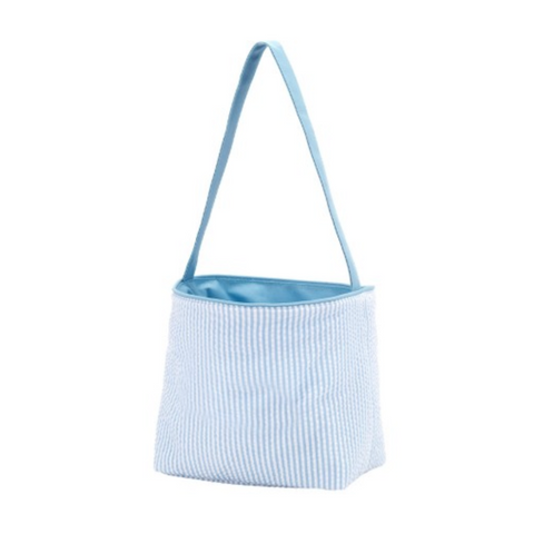 Blue Seersucker Basket