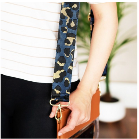 Navy Leopard Crossbody Strap