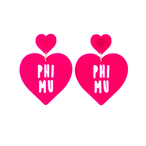 Phi Mu Sweet Heart Earrings