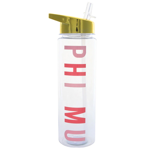 Phi Mu Gold Lid Water Bottle