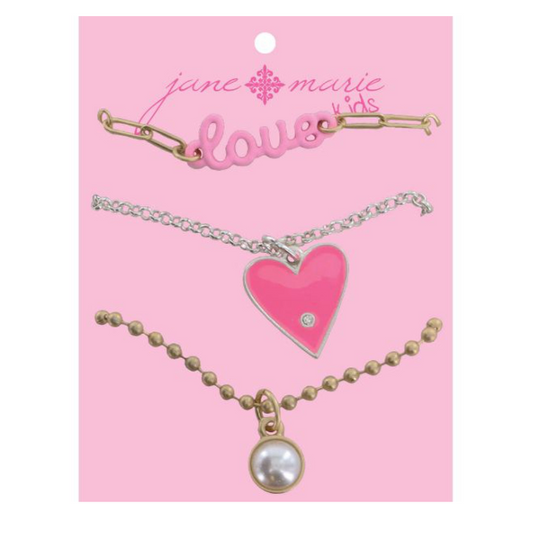 Triple the Love Necklaces-Pink Love