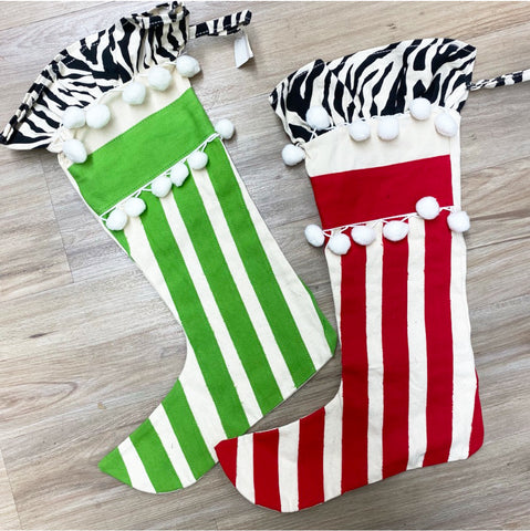 Zebra and Stripe Holiday Stockings