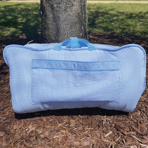 Light Blue Seersucker Nap Mat