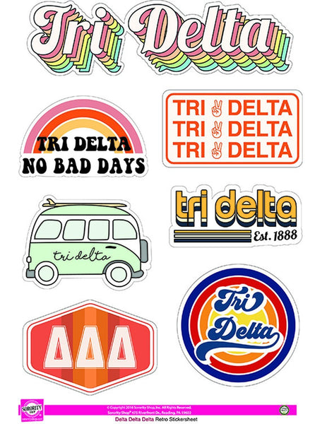 tri delta retro sticker sheet