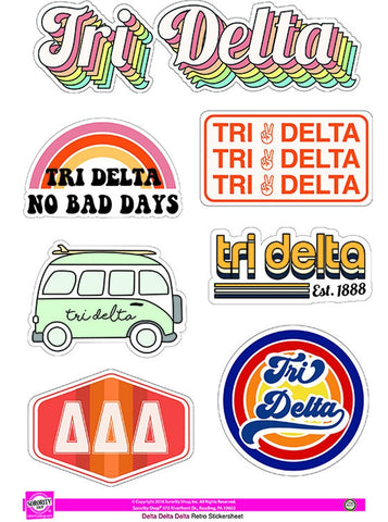 tri delta retro sticker sheet
