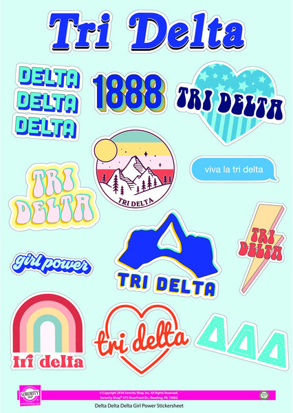tri delta girl power sticker sheet