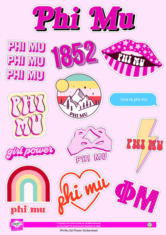 phi mu girl power stickers