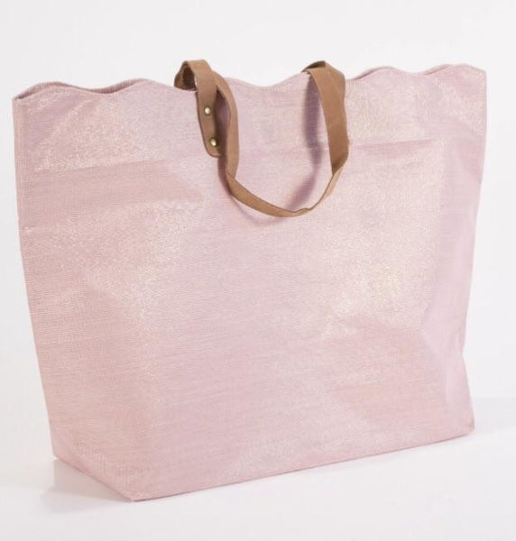 rose gold shimmer scallop tote