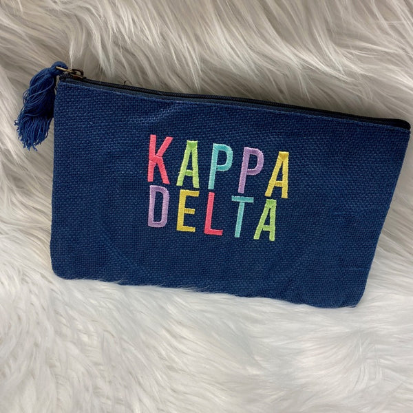 Kappa Delta Jute Cosmetic Bag - Navy