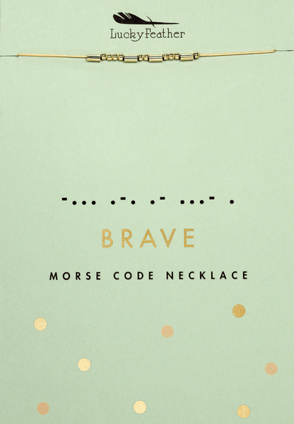 Morse Code Necklace BRAVE