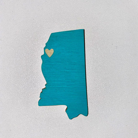 Mississippi Heart Magnet - Turquoise