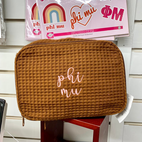 Phi Mu Waffle Weave Cosmetic Bag