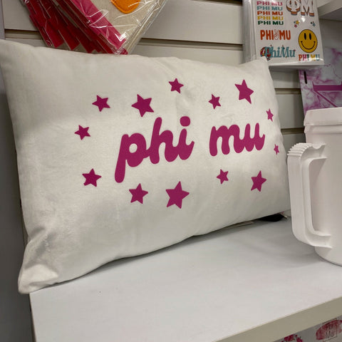 Phi Mu Velour Throw Pillow