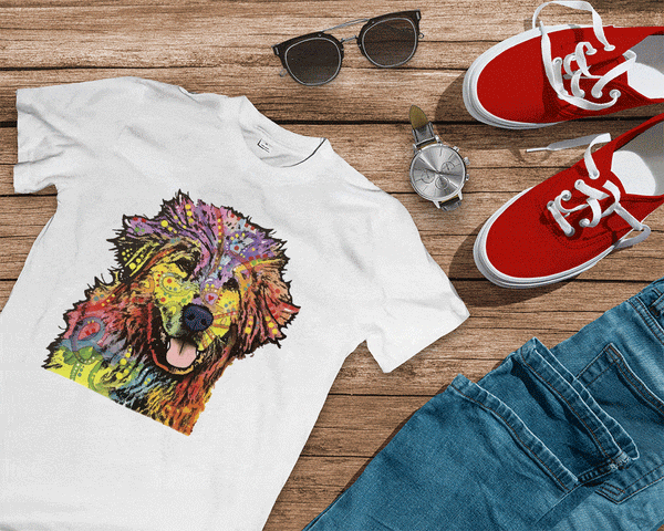 colorful trippy dog tee