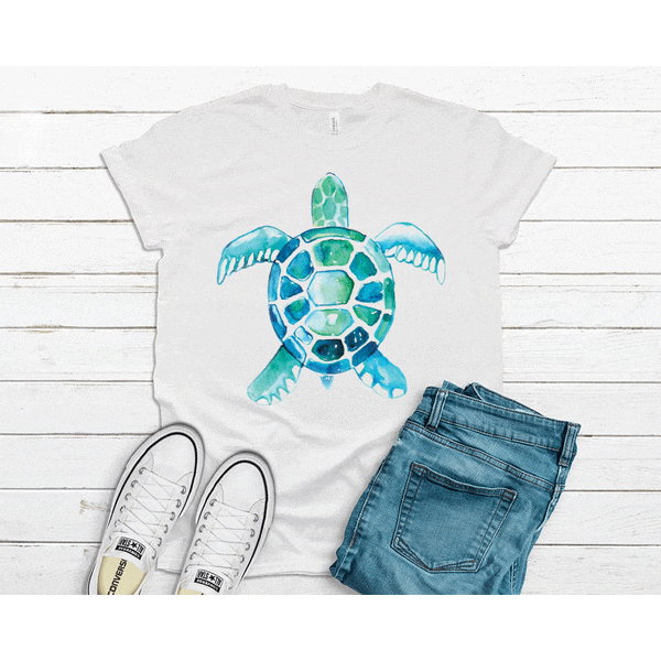 watercolor turtle tee